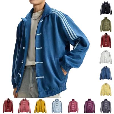Herren- und Damen-Retro-Jacke mit Stehkragen und chinesischen Knotenknöpfen