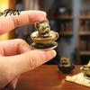 Miniature Cat Figurines for Fairy Gardens Teacup Statue, Cute Brass Dog Figurine, Collectible Desktop Pet Statues Collectable Animal DIY Craft,