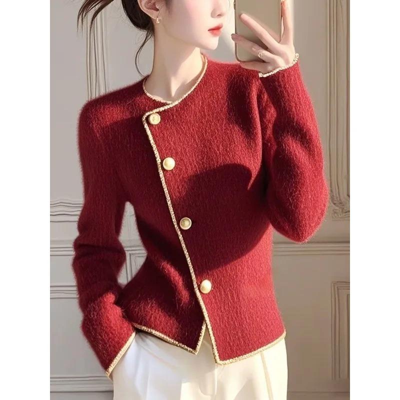 Design-sensible Niche Thickened Sweater Jacket Women's Autumn Winter Knitted Cardigan