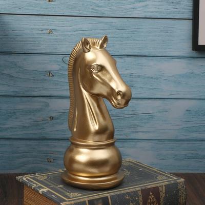 1Pc International Chess Sculpture Decoration, Resin Chess Statue, Gold Chess Pieces Window Display Ornament, Creative Home Decor