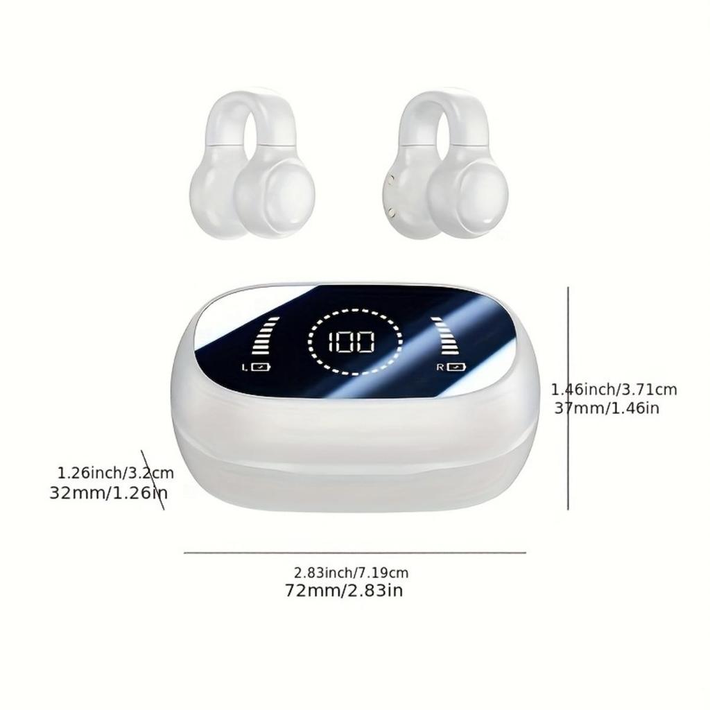 CLIP-ON HEADSET: Mini Wireless Headphones with Universal Mobile Phone Control and Voice Health Features, Compatible with All Smartphones