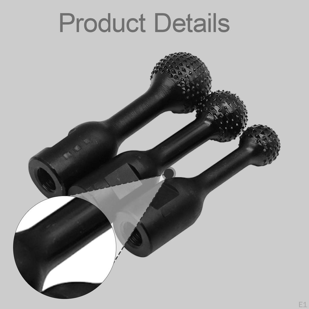 3x Spherical Rotary Burr Steel Replacement Resistance Grind Ball Gouge Attachment for Drill Carving