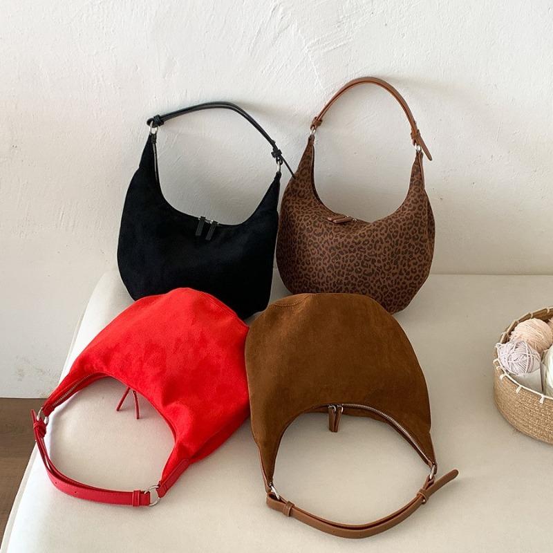 Autumn and winter suede bag retro fashion portable dumpling bag new shoulder bag casual versatile leopard print underarm bag women