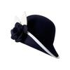 Vintage Fedoras Hat for Women Theme Party Caps with Roll Brim Flower Wool Bowler Hat for Halloween Party Cosplay Accessory
