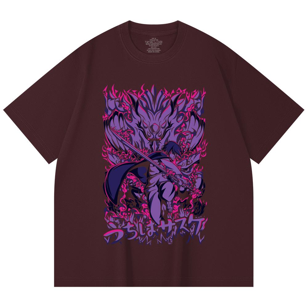 

230 Gsm 100% Cotton Naruto V16 Sasuke Print Unisex Heavy Cotton T Shirt 2XL