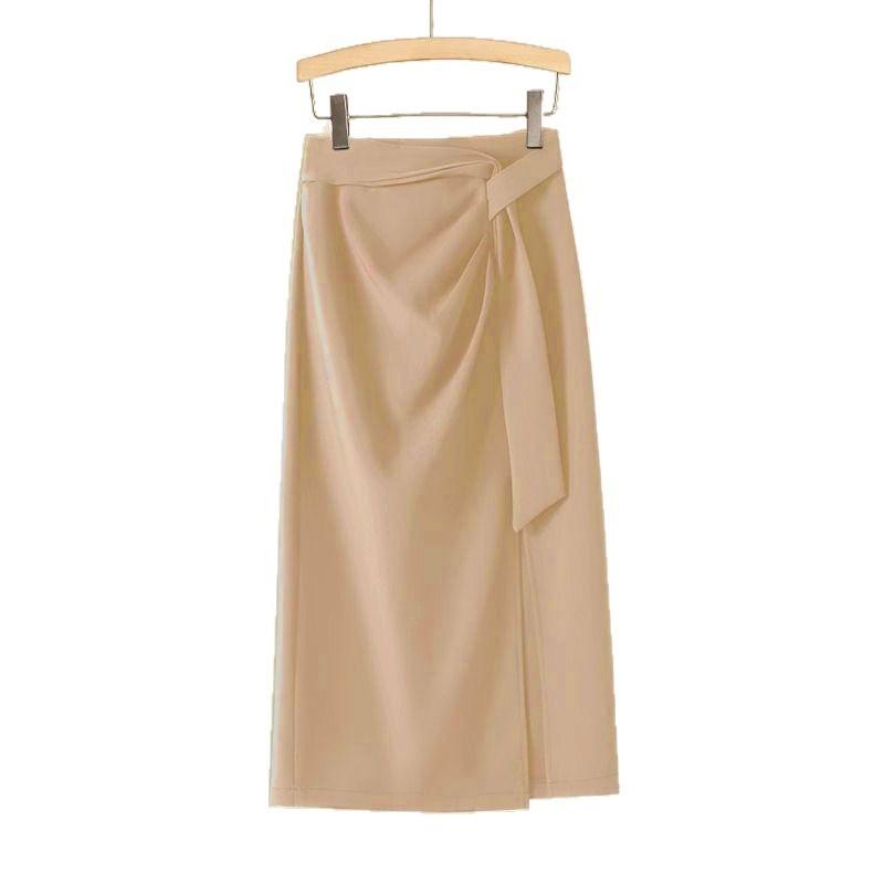 High Waist Slimming Asymmetrical Skirt With Slit For Office And Casual Wear