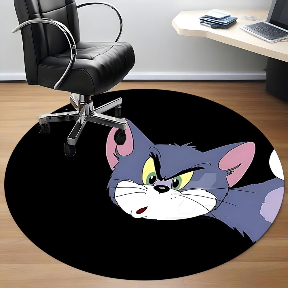 1PC Tom Cat Office Round Rug, Non-slip, Soft and Durable Office Rug for Interior Decoration, Perfect for Office Yy250915159