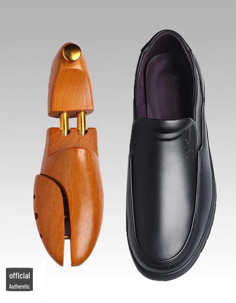 Men's Genuine Leather Non-Slip Casual Business Shoes - Breathable, Comfortable & Lightweight for Middle-Aged Dads