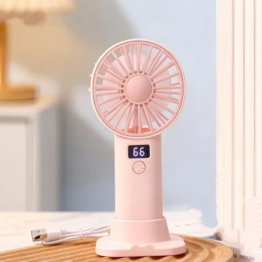Compact Digital Display Fan Stable Base Portable Desktop Fan USB Rechargeable Fan  Summer Use