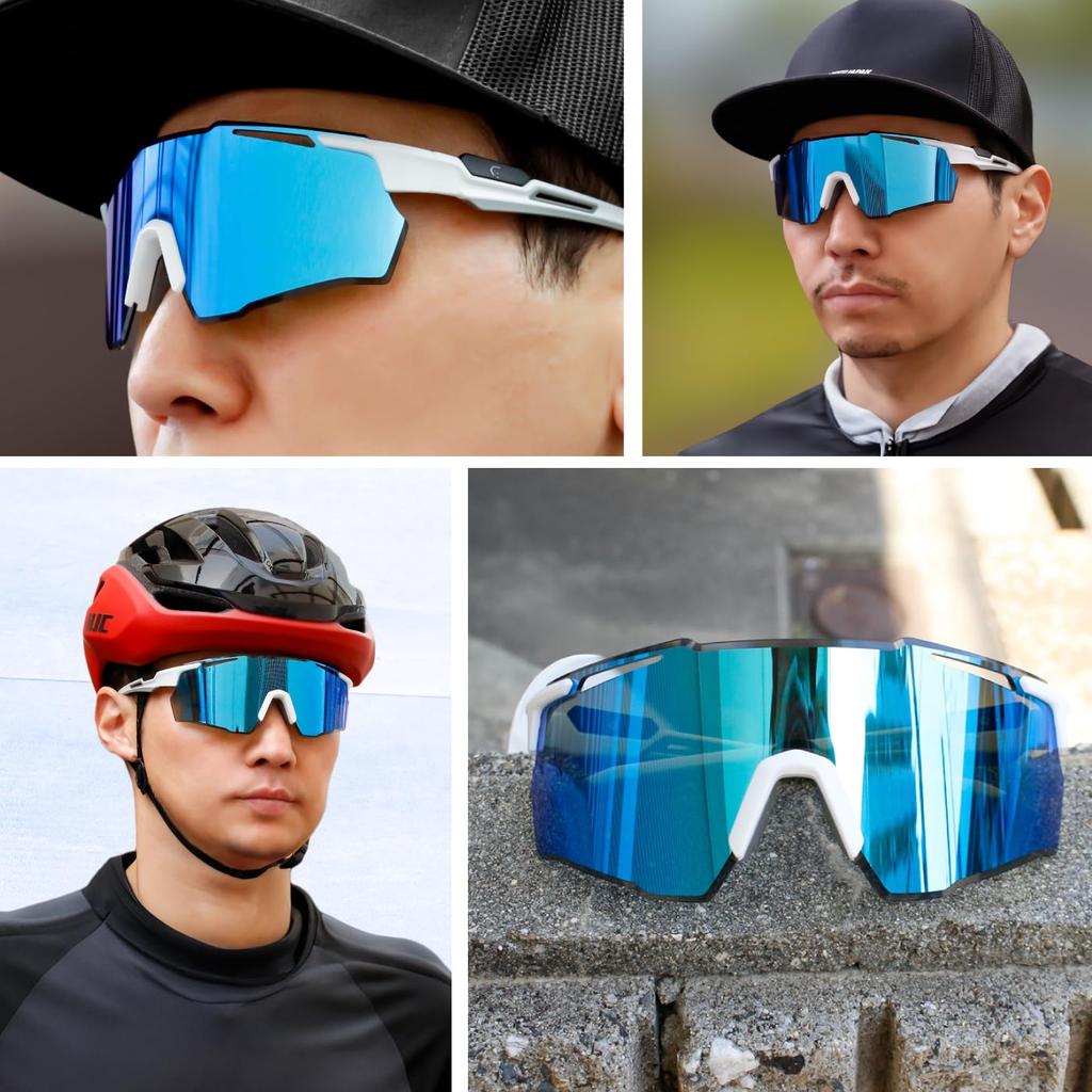 Sports Mirror Blue UV With Inner Frame for White Frame x Blue Lens [Gorix] Sunglasses, Anti-Fog Sunglasses, Lens, (GS-ANTIFOG32) [UV400, Protection]
