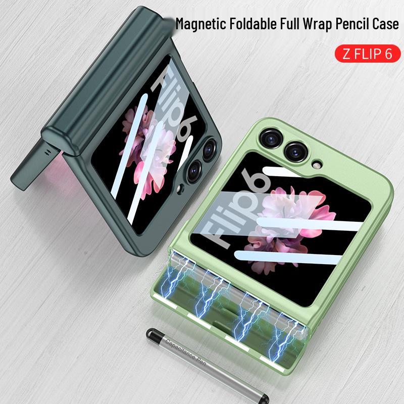 Samsung Z Flip6 Magnetic Pen Case: Stylish Holder with Foldable Screen Protection and Durable Hard Shell