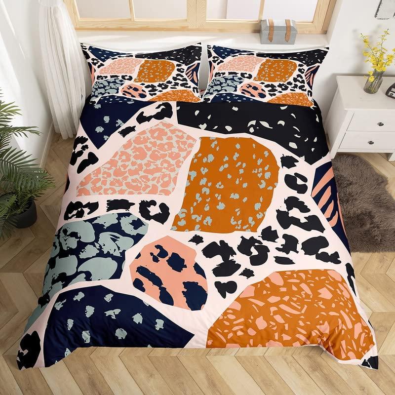 

Розовый принт на шкуру животного King Queen Пододеяльник Геометрические полосы Комплект постельного белья Современное искусство Покрывало для одеяла Полиэстеровый пододеяльник 70x133cm 2pcs