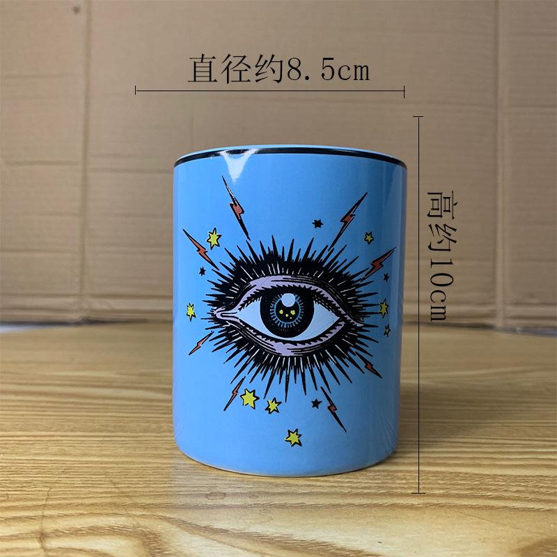 Abstract Eye Ceramic Cup Creative Abstract Coffee Cup with Lid Tableware Aromatherapy Candle Cup Candy Bottle Home Decoration