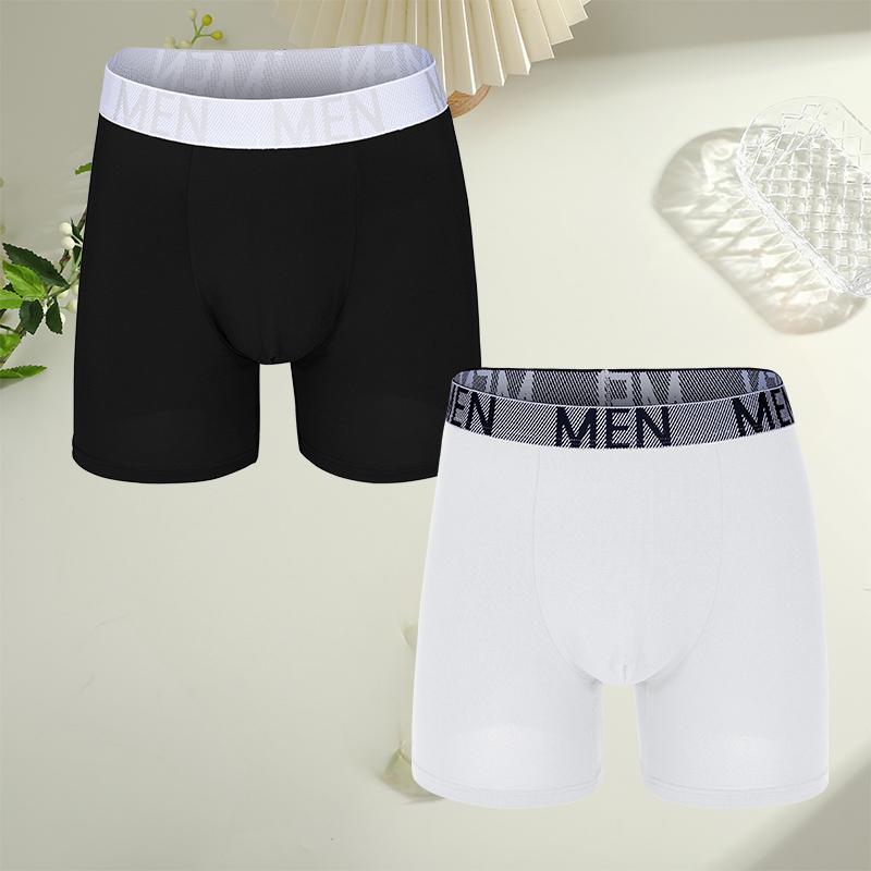 FINETOO 2Pcs Teenagers To Adults Parent-child Boyshort Simple Fashion Plus-size Shorts Men's Comfortable Underwear Elastic Waist