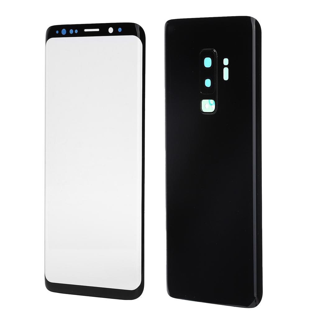 Phone Rear Back Glass Cover Front Screen Glass Lens Replacement Set for Samsung S9+ G965(Black )