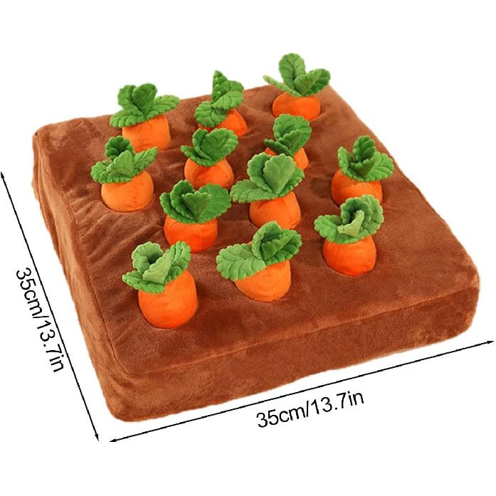 Carrot Dog Toys-Carrot Snuffle Mat for Dogs,Interactive Dog Plush Puzzle Toys,2 in 1 Non-Slip Nosework Feed Games Pet Stress Relief with 12 Carrots