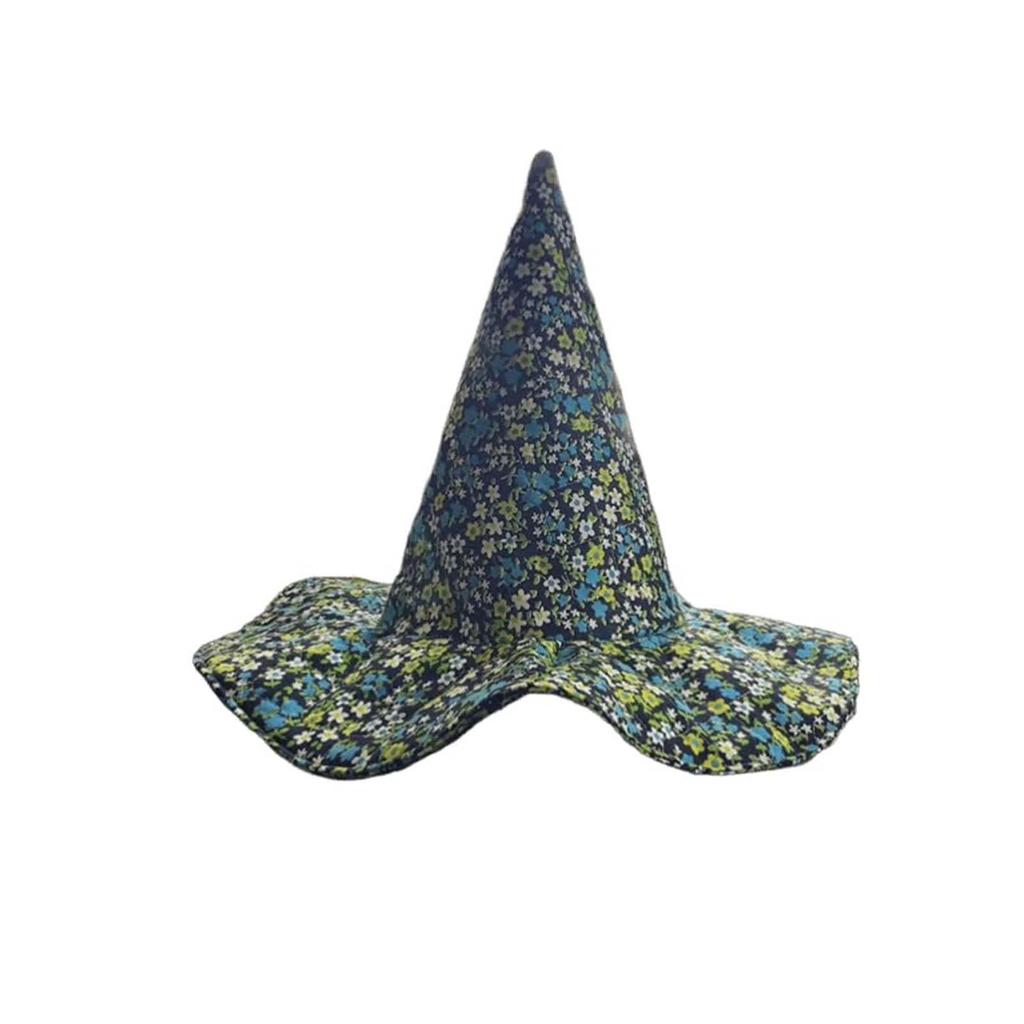 Ręcznie robiony patchworkowy kapelusz czarownicy, patchworkowy wielokolorowy kapelusz czarownicy na Halloween