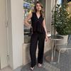 2025 Summer, Europe and the United States Close the Waist and Look Thin, Loose and Comfortable, Versatile Commuting V-neck Wide-leg Pants, Tops an