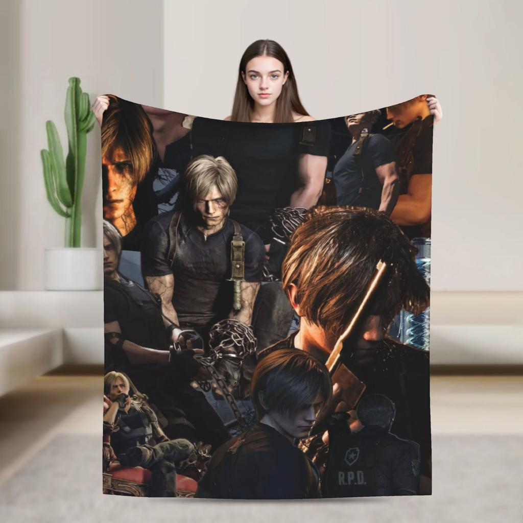 Leon Kennedy Resident Evils Blanket Quality Soft Warm Bedding Throws Spring Children Living Room Graphic Bedspread