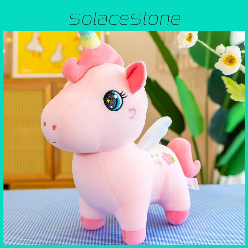 Plush Unicorn Doll With Cherry Blossom Embroidery Design For Daily Gift Kids