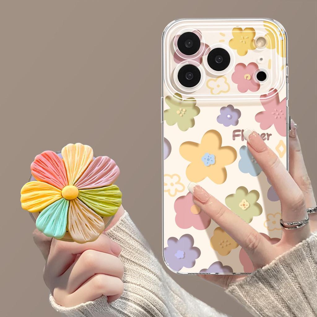 Floral Magnetic Stand Phone Case for iPhone 16/17 Pro Max, Summer 15/14 Cover