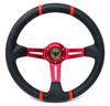 ALTEED Sports Steering 350mm Deep Cone Red Spokes with Carbon Fiber for Aftermarket Cars Wheel, Model, Design,