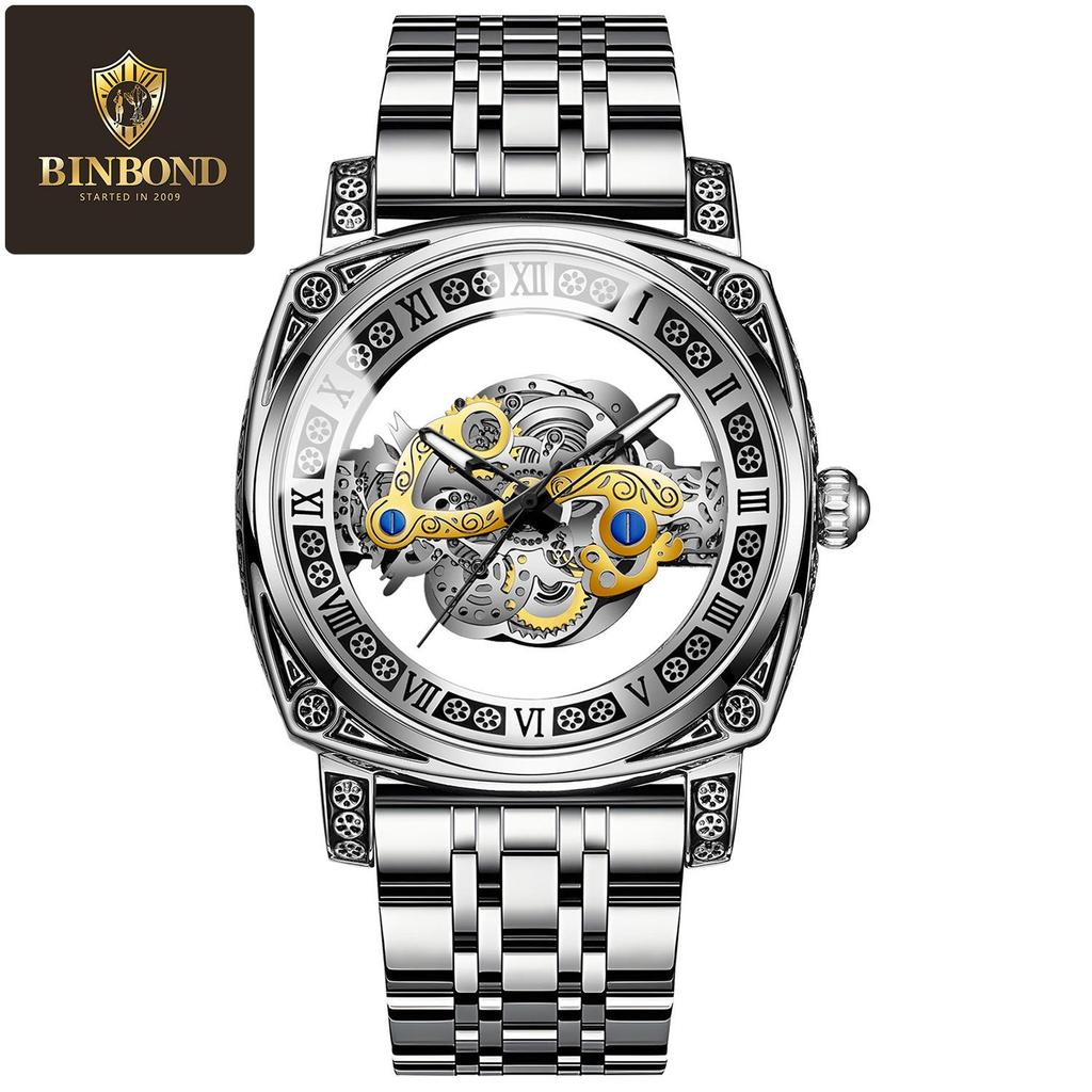 Binbang European & American Oversized Hollow Carved Men's Fashion Waterproof Casual Watch