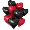 BTZO Balloon Heart-Shaped 10-Piece Set Aluminum Balloons 18 Inches Red and Black Valentine's Day Wedding Party Decoration