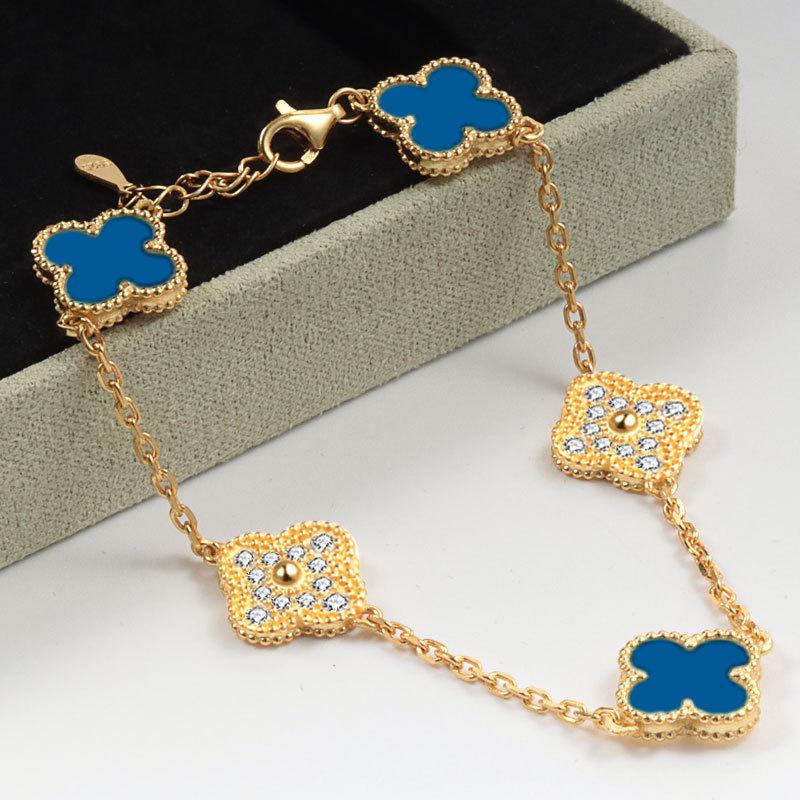 

Браслет «Счастливый пятицветный четырехлистный клевер» для мужчин и женщин, 18K, агат, перламутр, Seiko, высококачественный браслет