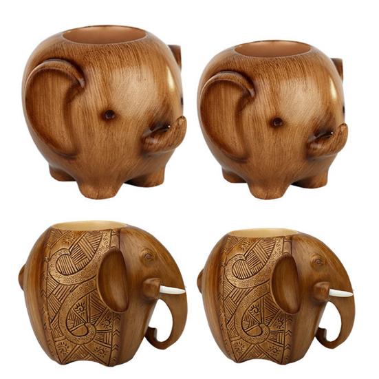 Elephant Pen Holder Resin Desktop Mascot Animal Figurine Storage Cup Makeup Organizer for Office Home School Decor