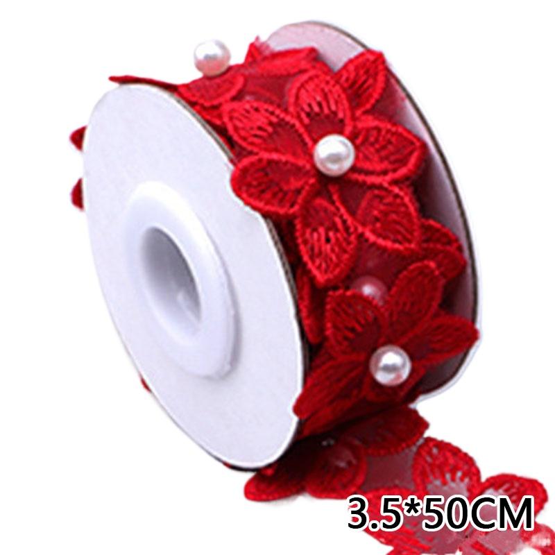 1 Roll Flower Clothing Sewing DIY Wedding Dress Pearl Embroidered Ribbon Lace