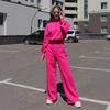 Womens Casual Solid Color Hoodie Wide Leg Pants Set Long Sleeve Relaxed Fit Streetwear Outfit