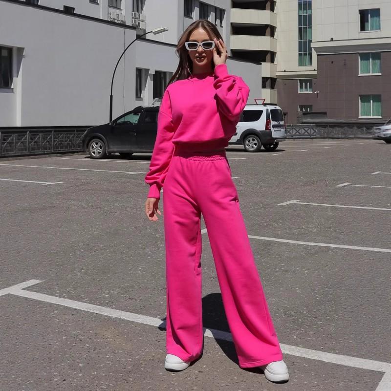 Womens Casual Solid Color Hoodie Wide Leg Pants Set Long Sleeve Relaxed Fit Streetwear Outfit