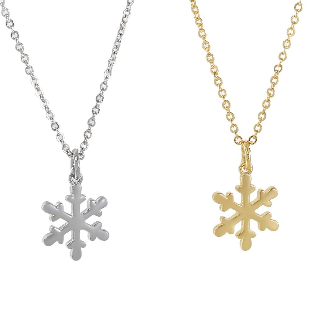 Elegante Schneeflocken-Anhänger-Halskette, vergoldet – Glatte & Glänzende Schlüsselbein-Kette