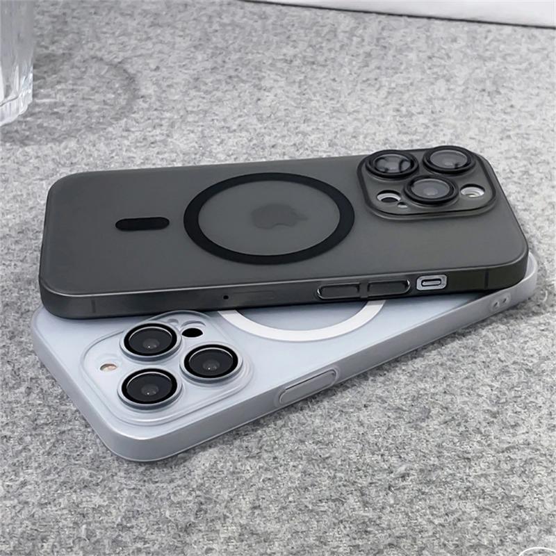 Matte Ultra Thin Hard PC Lens Protection Phone Case For iPhone 13 15 14 12 Pro Max For Magsafe Magnetic Wireless Charge Cover