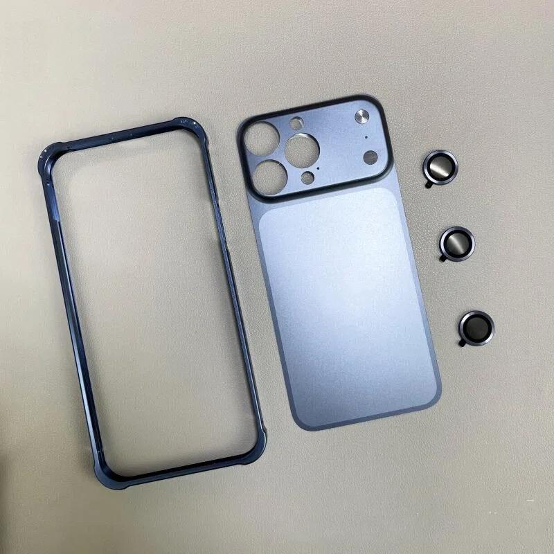 

Original Color Alloy Frame Case For 16 15 14 13 Pro/Pro Max Instant Upgrade 16Pro/Pro Max Large Window Backplane Anti-Drop Cover iPhone 16 Pro Max