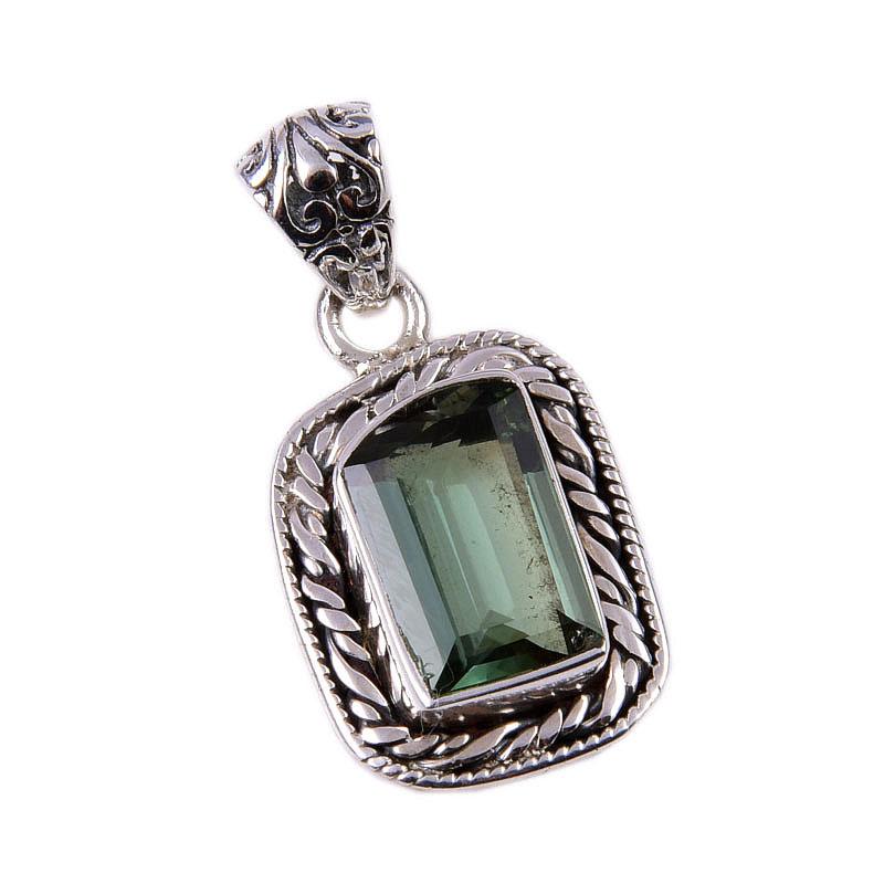 Natural Moldavite Gemstone Handmade 925 Solid Sterling Silver Pendant 1.25" N9K91