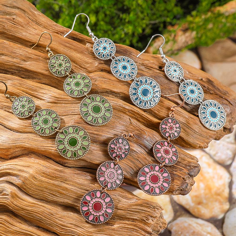 

3 пары винтажных висячих серег для женщин, геометрические, круглые, эффектные, каплевидные, бохо, для вечеринок, повседневной носки, работы, свиданий, подарок, универсальные