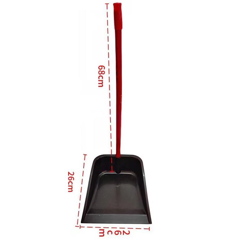 Handun Hard-Bristle Plastic Broom Head & Dustpan Set, Black, 68cm, 10-Pack