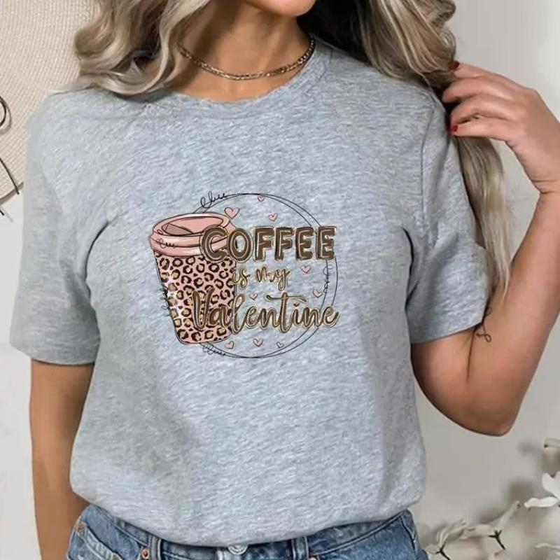

Кофе Любовь Тренд Жизнь 90-е Короткий Рукав Летняя Одежда Принт Графическая Футболка Женская Универсальная Повседневная Мода FeУнисекс Рубашка Футболка S