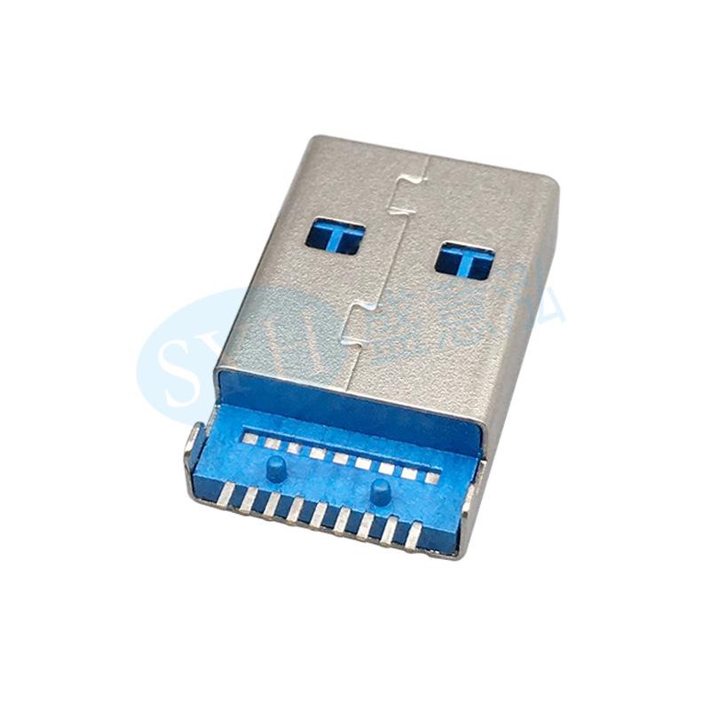 USB 3.0 Female Socket Flush Mount with 1.9 Straight Pins, 180° Surface Mount, High-Speed Transmission Male Connector.