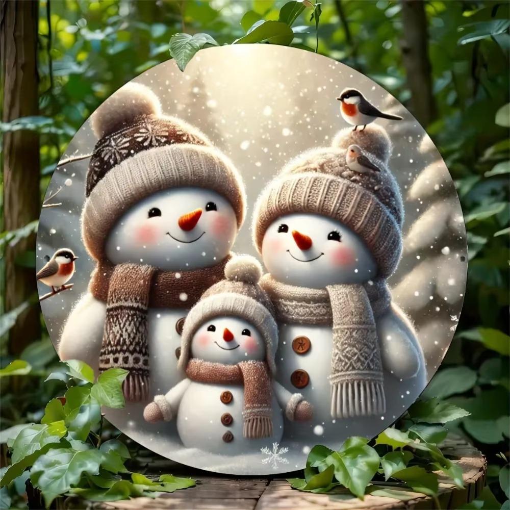Vintage Metal Snowman Family Wall Art Home Decor Rustic Plaque Gift