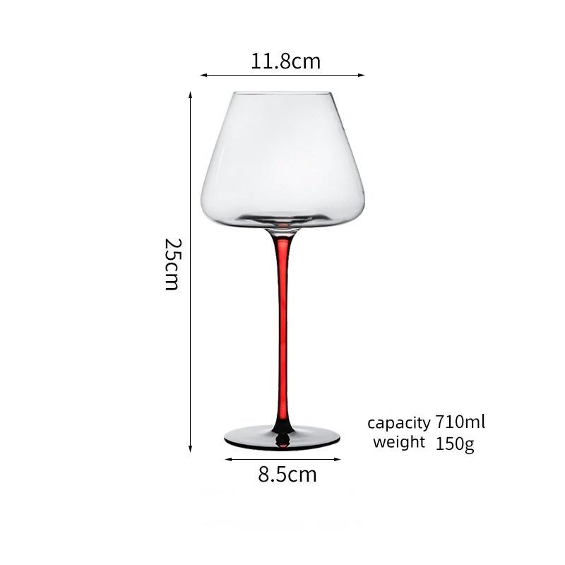 Red Stem Wine Glass Set, Hand-Blown Crystal Burgundy Glasses for Red Wine & Champagne