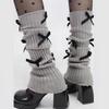 Leg Warmers for Women Girls Ballet Style Lolitas Leg Warmer Bowknot Knit Long Socks Gothic Harajuku Leg Cover Stockings  White