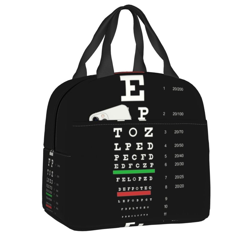 Custom Funny Glasses With Eye Test Chart Lunch Bag Women Optician Optometrist Warm Cooler Insulated Lunch Boxes for Adult Office