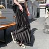 Elegant High-Waist Pleated Mesh Midi Skirt for Women - Summer Style