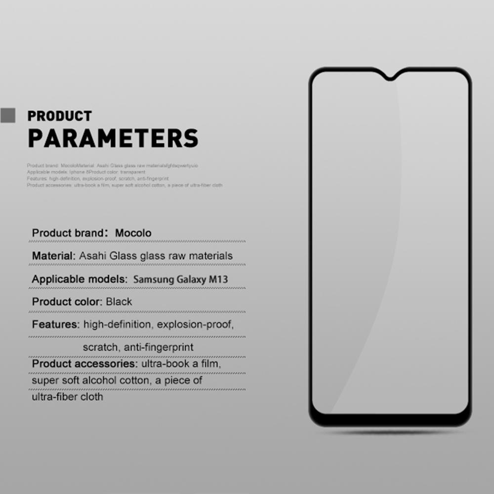 MOCOLO for Samsung Galaxy M13 4G Full Glue Silk Printing Full Screen Protector Anti-Fingerprint Ultra Clear Tempered Glass Film