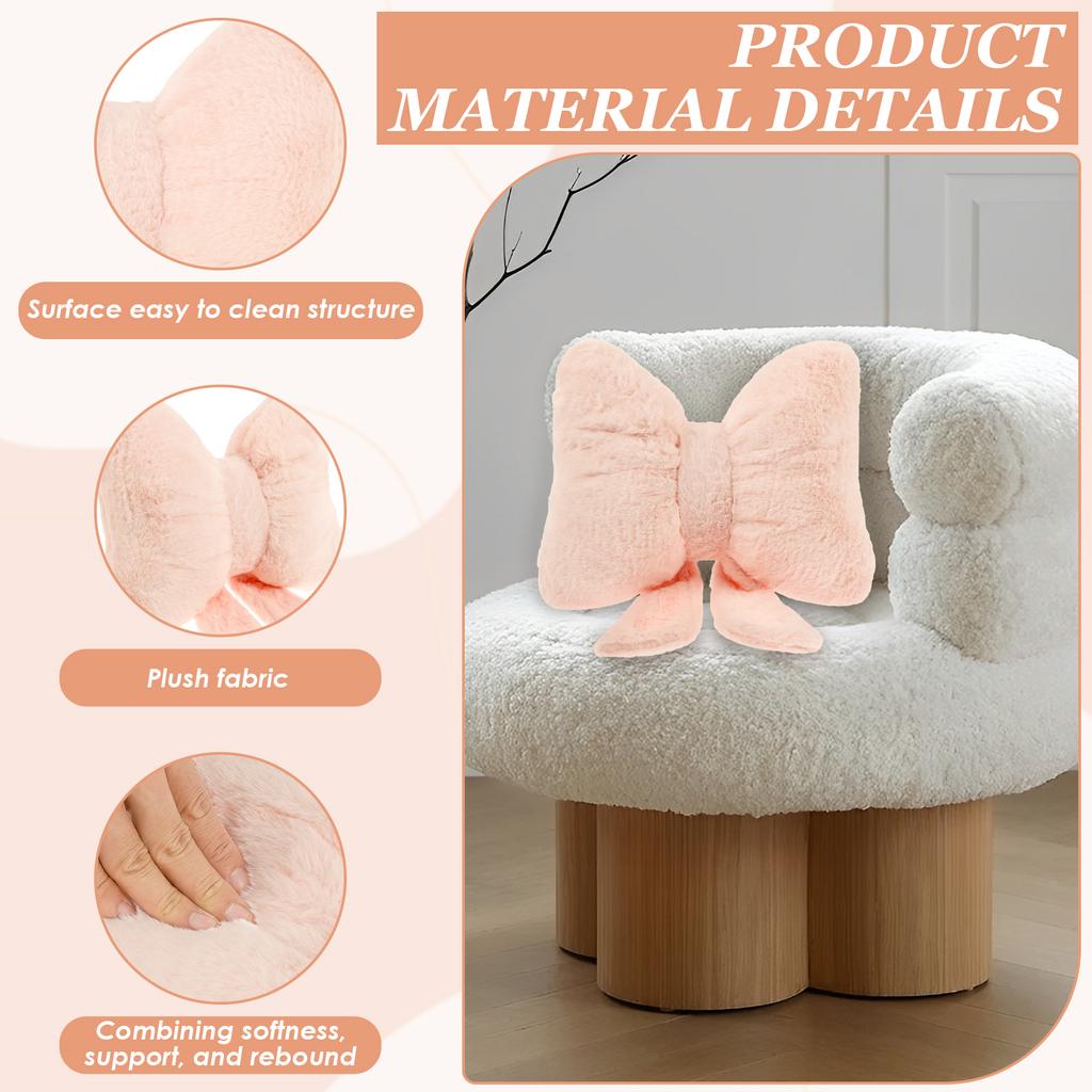 Bow Throw Pillow Soft Waist Fitting Fluffy PP Cotton Filling Cushion Ins Style Room Decor Bow Pillow for Bed Couch Living Room