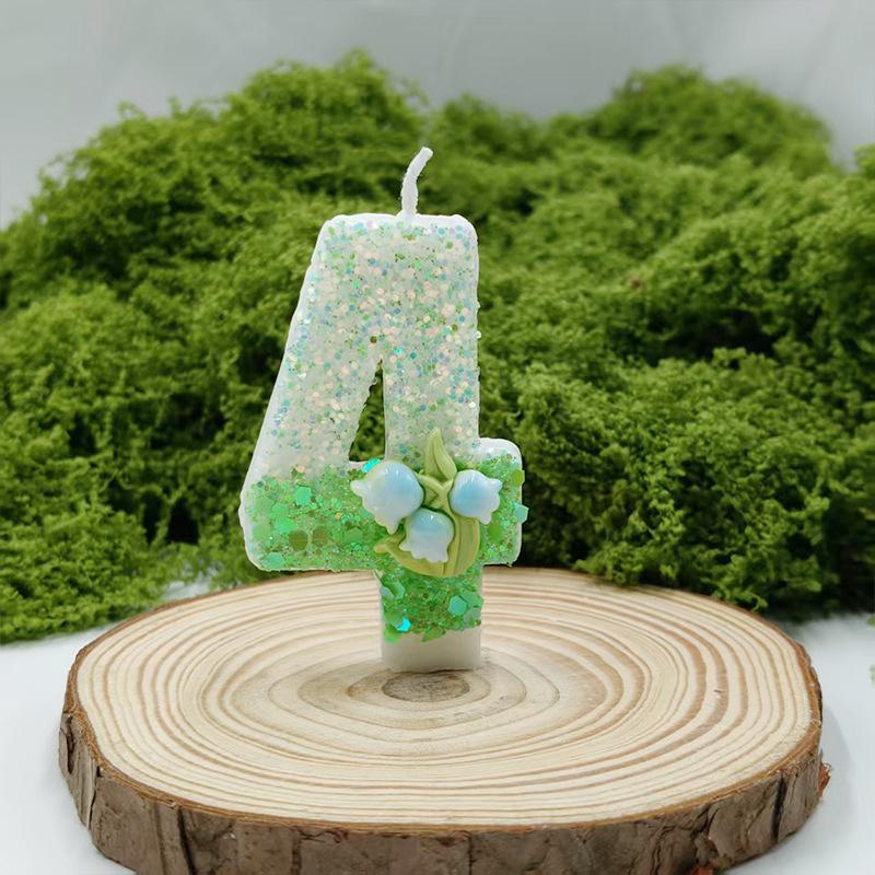 Lily of The Valley Flower Multi-Specification Creative Digital Candle Handmade Cake Decoration Premium Party Children's Year-old Candle