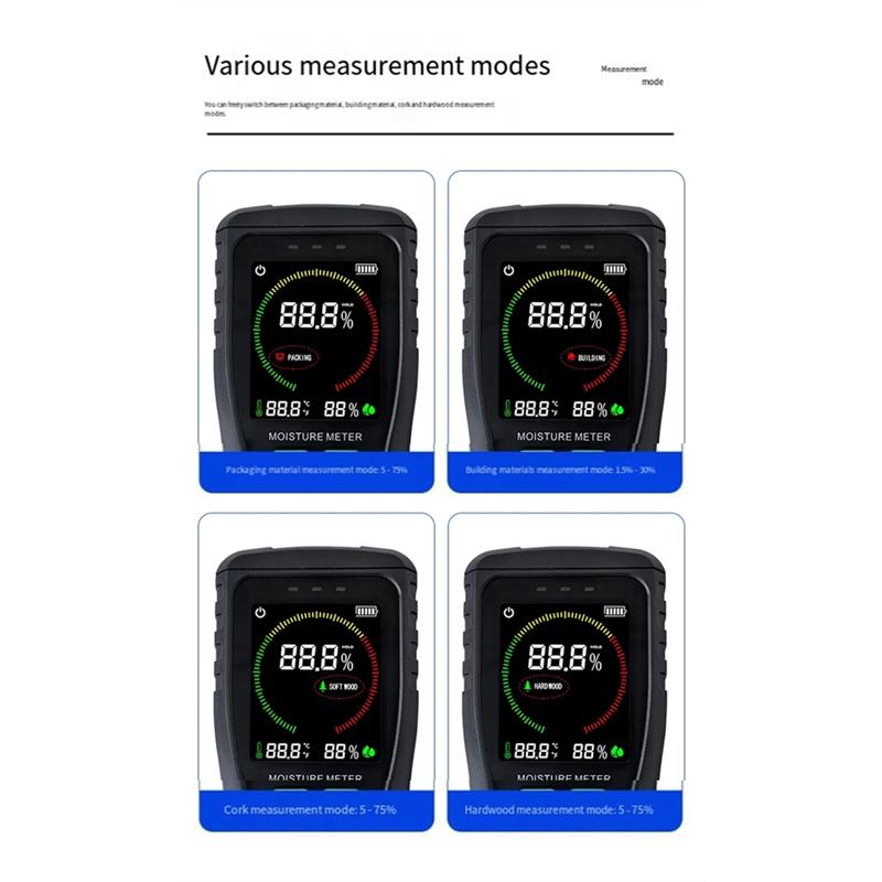 AT19-Wood Moisture Tester Floor And Wall Moisture Meter For Moisture Detection In Wood, Flooring, Paint, And Walls